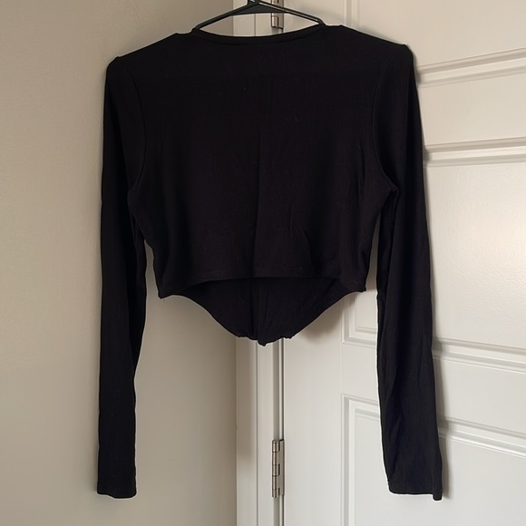 Fashion Nova Black Corset Crop Top Blouse Long Sleeve Size L - Picture 4 of 7